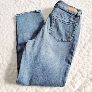 NEW Justice high rise straight jeans raw edge cut hem 16
